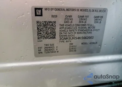 2019 Chevrolet Blazer Rs z USA, uszkodzony, nr VIN 3GNKBJRS4KS662003